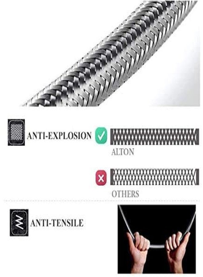 SPAZIO خرطوم توصيل من الفولاذ المقاوم للصدأ من Spazio بطول 18 بوصة، شديد التحمل، بلمسة نهائية من الكروم، مناسب لإكسسوارات الحمامات/إكسسوارات المراحيض (عبوة من 10 قطع) - Image 3